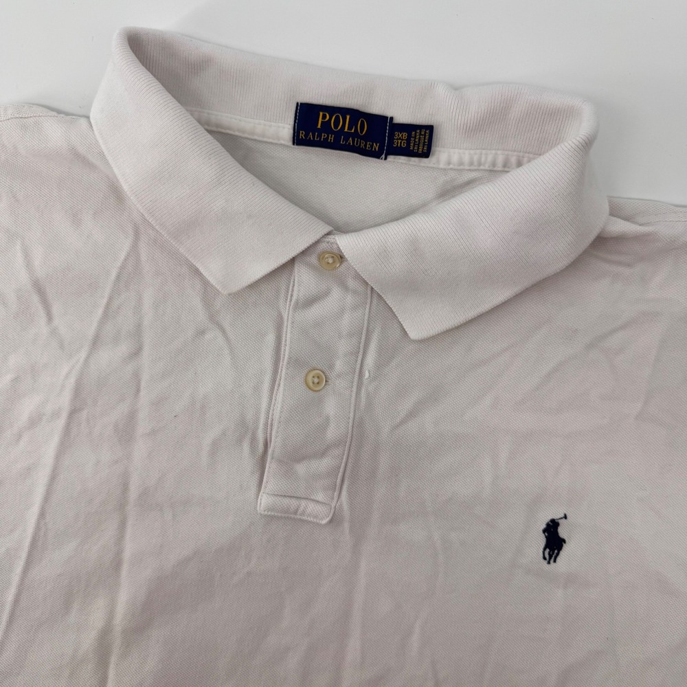 Polo Ralph Lauren Polo Shirt Mens 3XB White Short Sleeve‎ Pique Pony Logo Preppy